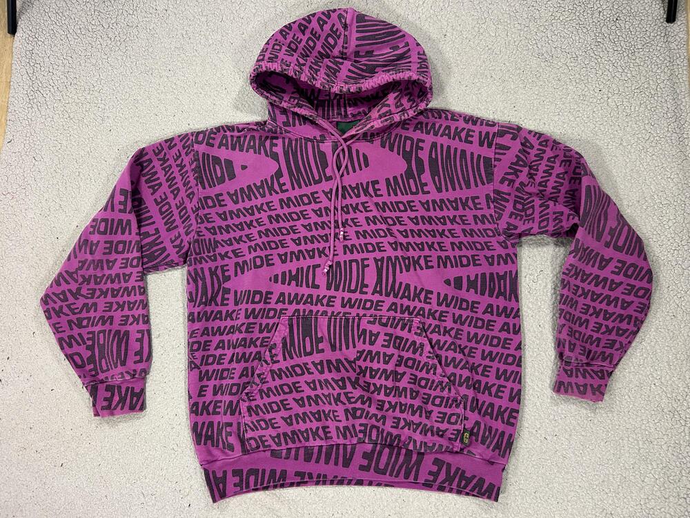 Insomniac Hoodie Mens Large Purple Wide Awake EDC Rave Allover Graphic Pullover